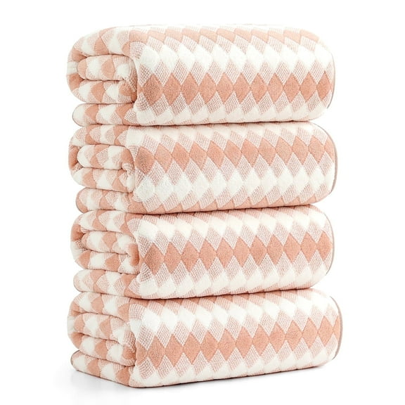 Smuge 4 Pack Bath Towels Extra Large 35"x 70"Highly Absorbent Quick Dry Bath Towels Oversized Microfiber Bath Sheets Soft Luxurious Towels for Bathroom Kitchen Spa Hotel Gym (Dark Orange)