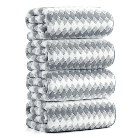 Smuge 4 Pack Bath Towels Extra Large 35"x 70"Highly Absorbent Quick Dry Bath Towels Oversized Microfiber Bath Sheets Soft Luxurious Towels for Bathroom Kitchen Spa Hotel Gym (Light Gray)