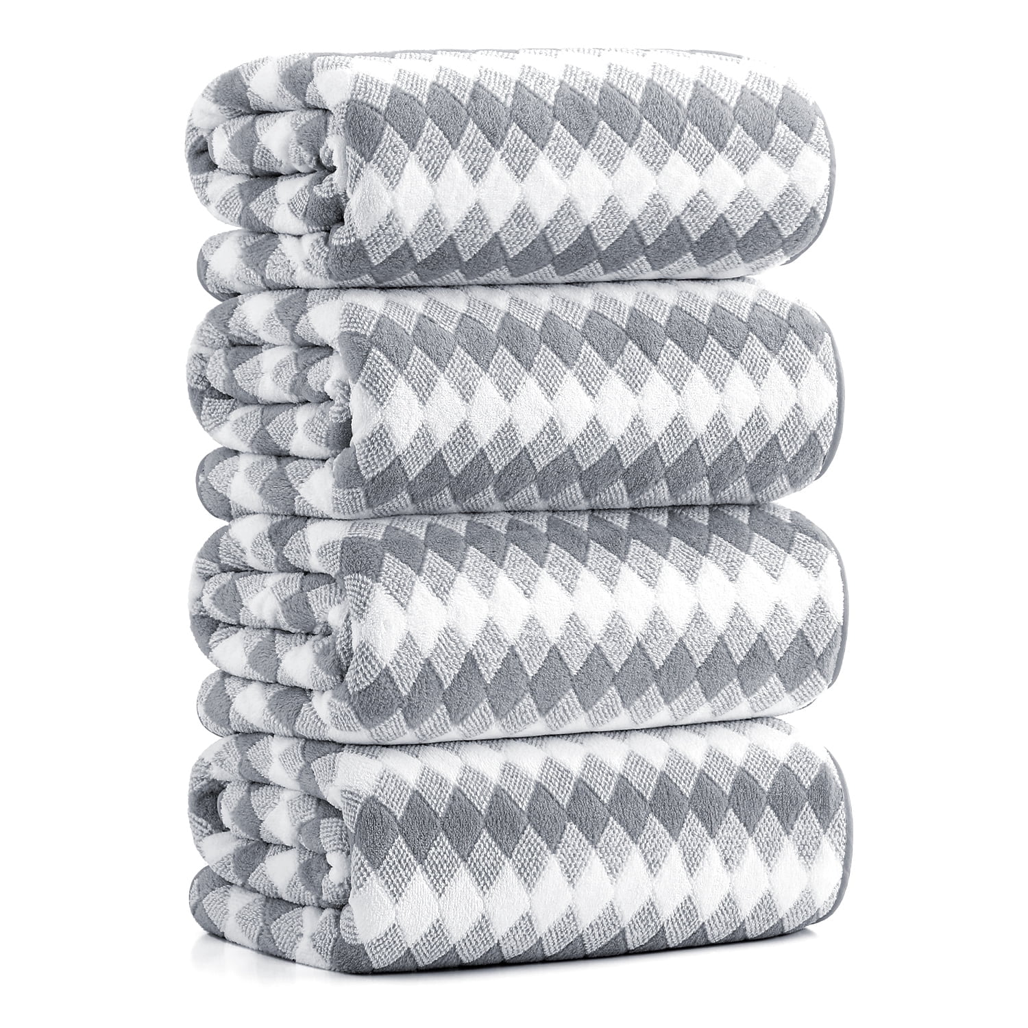 Smuge 4 Pack Bath Towels Extra Large 35"x 70"Highly Absorbent Quick Dry Bath Towels Oversized Microfiber Bath Sheets Soft Luxurious Towels for Bathroom Kitchen Spa Hotel Gym (Light Gray)