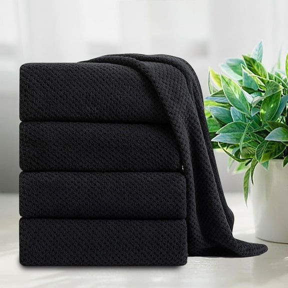 Smuge 4 Pack Bath Towels Extra Large 35 x 70 Inches,600 GSM Ultra Soft Large Bath Towel Set Quick Dry Bathroom Towelsfor Bathroom Kitchen Spa Hotel Gym(Black)