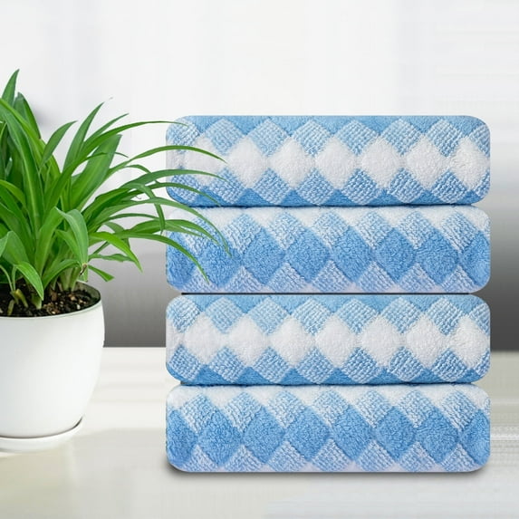 Smuge 4 Pack Hand Towels (16 x 31 in, Sky Blue) 600 GSM Ultra Soft Microfiber Thick Cozy Quick Dry Shower Hand Towels for Bathroom Kitchen Spa Hotel Gym