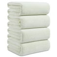 thumbnail image 1 of Smuge 4 Pack Large Bath Towels 35 x 70 Inches, 100% Microfiber Ultra Soft Extra Large Bath Towel Set Oversized Bathroom Towels for Bathroom Kitchen Spa Hotel Gym (Green White), 1 of 6