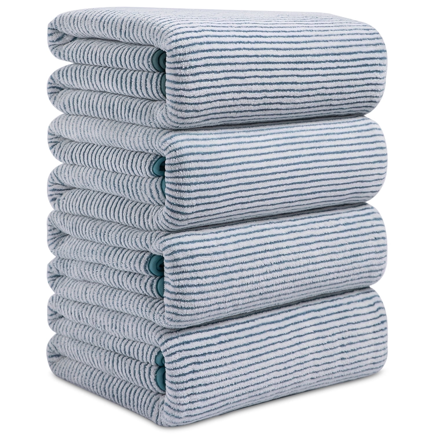 Smuge 4 Pack Large Bath Towels 35 x 70 Inches, 100% Microfiber Ultra Soft Extra Large Bath Towel Set Oversized Bathroom Towels for Bathroom Kitchen Spa Hotel Gym (Turquoise)