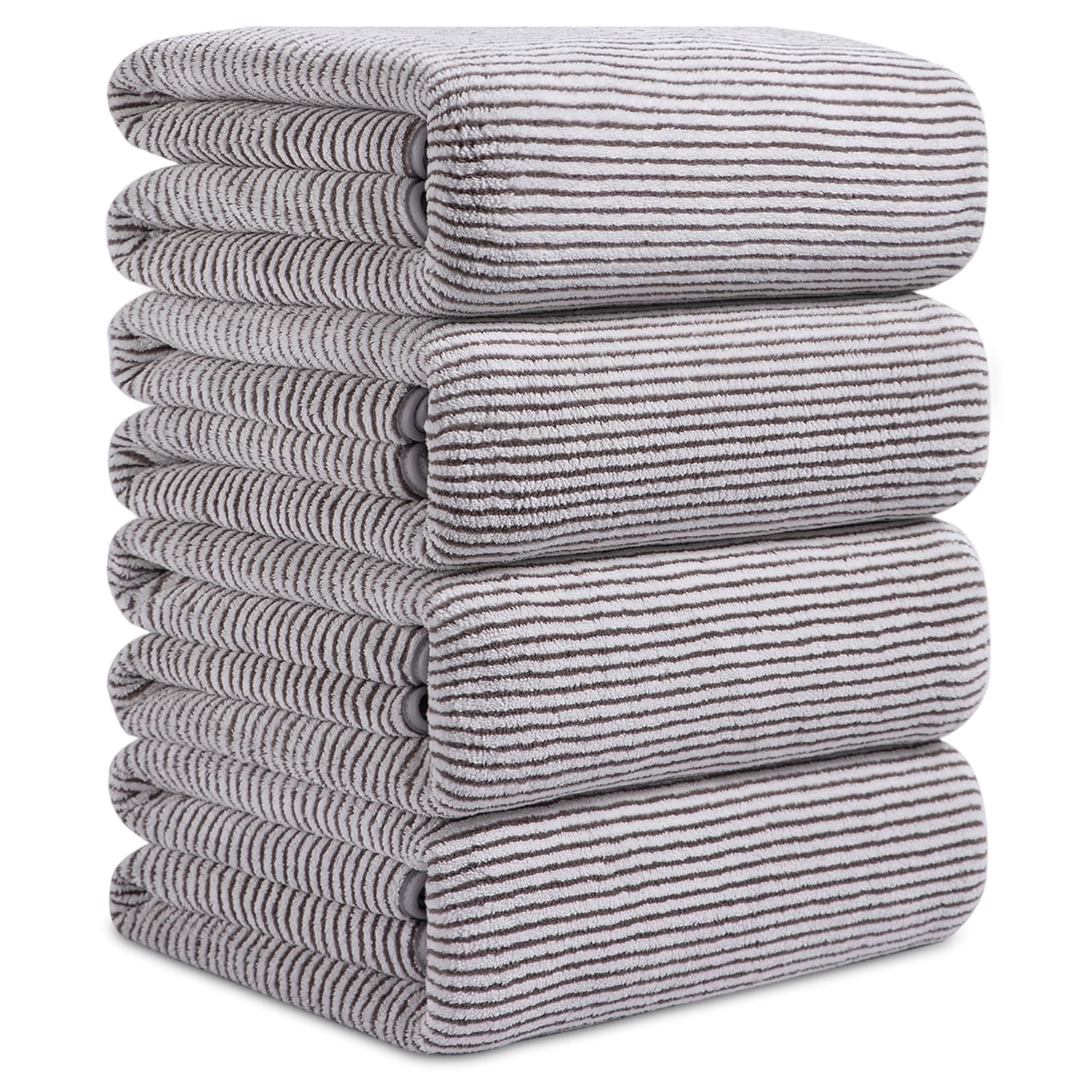 Smuge 4 Pack Large Bath Towels 35 x 70 Inches, 100% Microfiber Ultra Soft Extra Large Bath Towel Set Oversized Bathroom Towels for Bathroom Kitchen Spa Hotel Gym (Light Grey)
