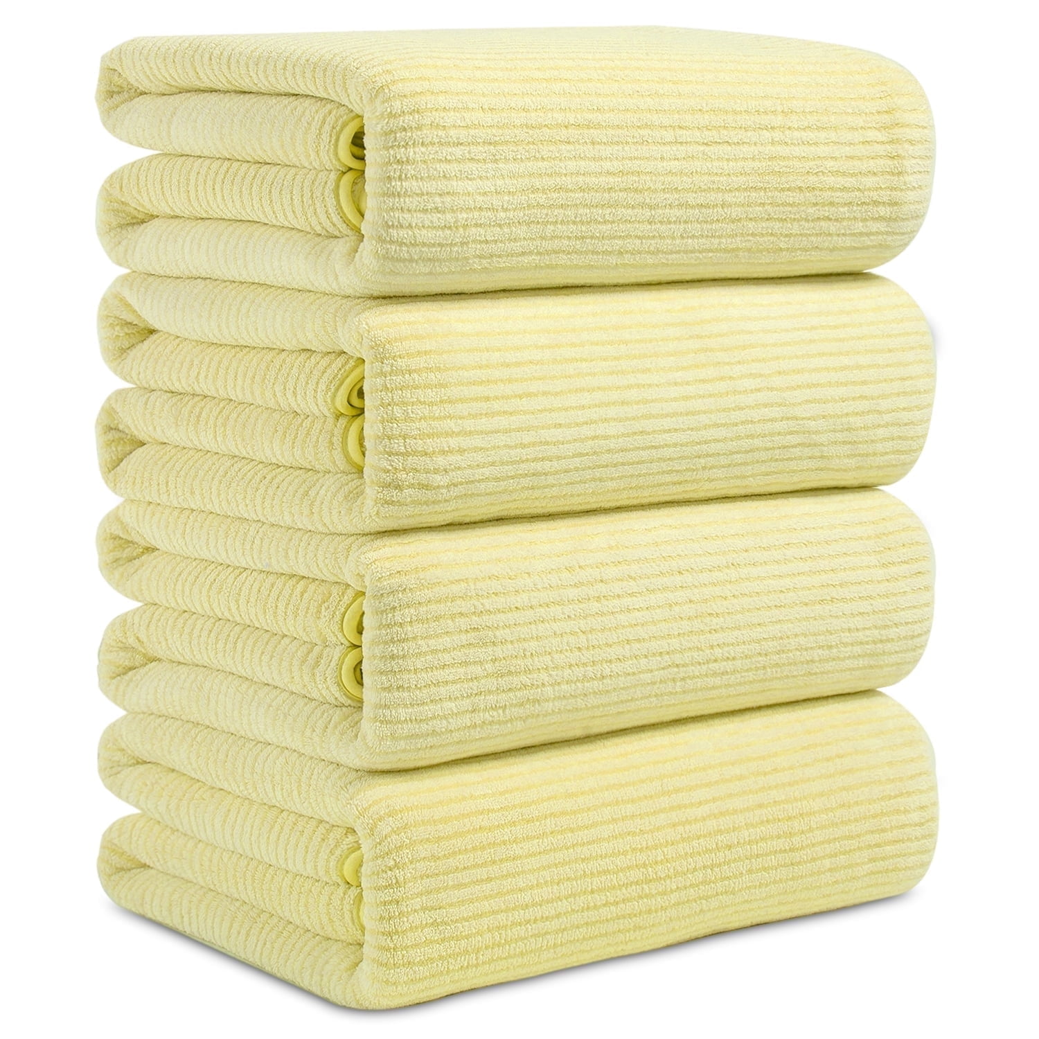 Smuge 4 Pack Large Bath Towels 35 x 70 Inches, 100% Microfiber Ultra Soft Extra Large Bath Towel Set Oversized Bathroom Towels for Bathroom Kitchen Spa Hotel Gym (Yellow)