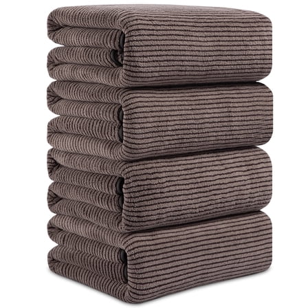 Smuge 4 Pack Large Bath Towels 35 x 70 Inches, 100% Microfiber Ultra Soft Extra Large Bath Towel Set Oversized Bathroom Towels for Bathroom Kitchen Spa Hotel Gym (Dark Coffee)