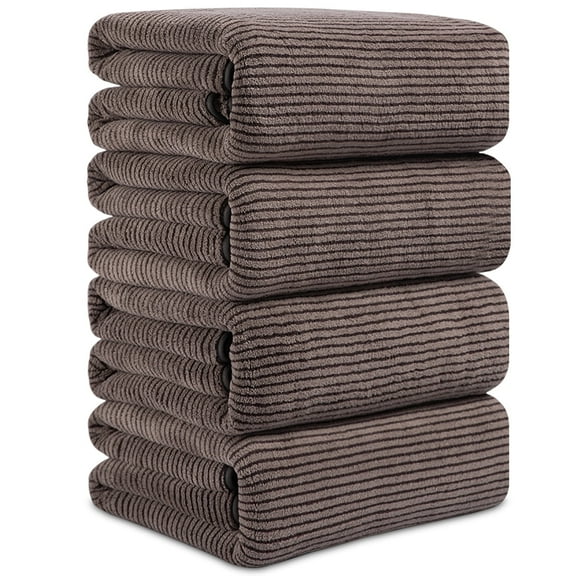 Smuge 4 Pack Large Bath Towels 35 x 70 Inches, 100% Microfiber Ultra Soft Extra Large Bath Towel Set Oversized Bathroom Towels for Bathroom Kitchen Spa Hotel Gym (Dark Coffee)