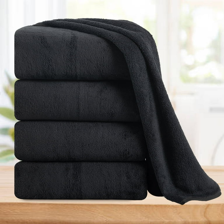 Two Solid Black Bathroom Towels, Super Plush, Luxurious Bathroom hot Towel, Organic Cotton, Top Quality, Black Towel, Best Gift For Men