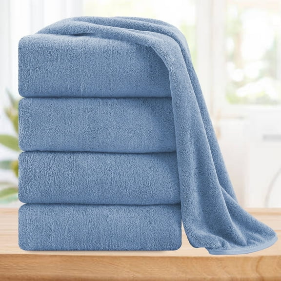 Smuge 4 Pack Oversized Bath Sheet Towels (35 x 70 in,Blue) 700 GSM Ultra Soft Large Bath Towel Set Thick Cozy Quick Dry Bathroom Towels Hotel Luxurious Towels