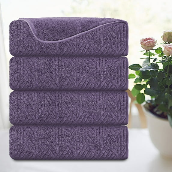 Smuge 4 Pack Oversized Bath Sheet Towels (35 x 70 in,DarkPurple) 600 GSM Ultra Soft Large Bath Towel Set Cozy Quick Dry Bathroom Towels Hotel Luxurious Towels