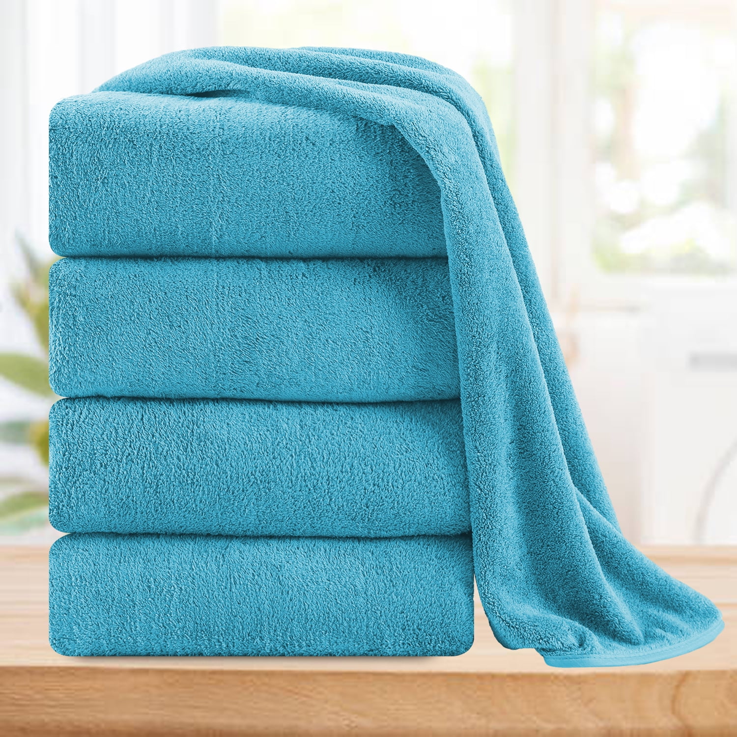 MAGGEA 4 Piece Oversized Bath Sheet Towels (35 x 70 in,Navy Blue) 700 GSM Ultra Soft Bath Towel Set Thick Large Cozy Plush Highl