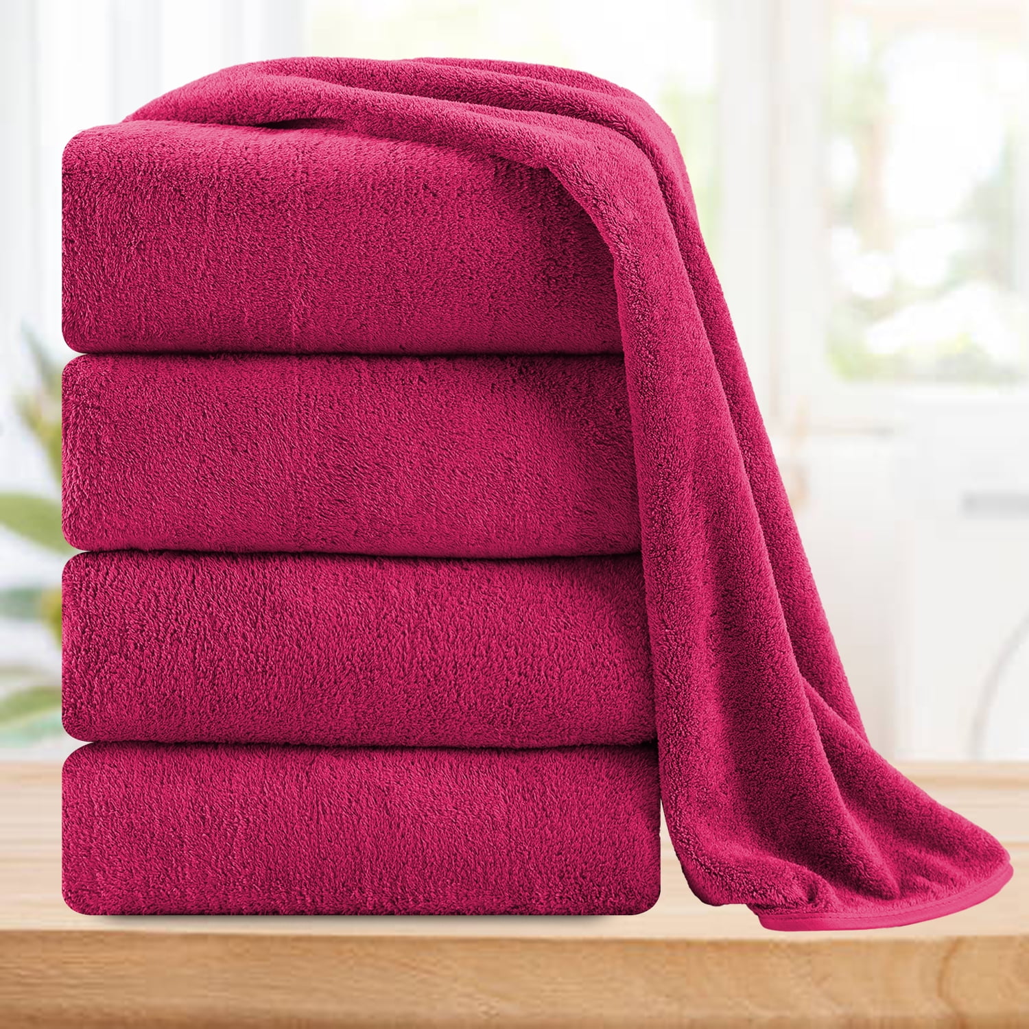 MoNiBloom Set of 2 Luxury Oversized Bath Sheet Towels, 35 x 70 in, 100%  Cotton Extra Large Bath Towels for Bathroom, Super Soft & High Absorbent,  Red 