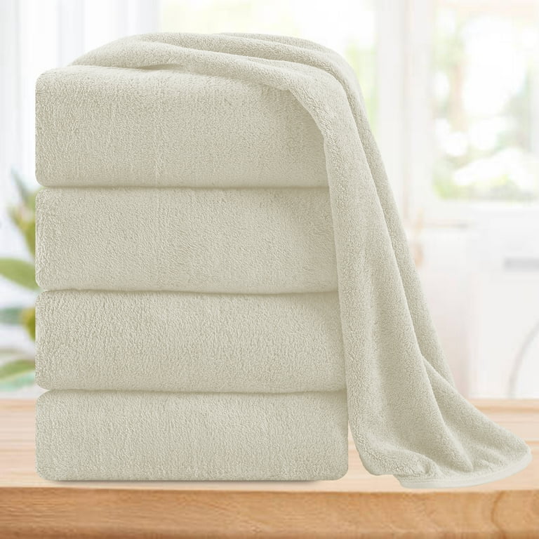 Smuge 4 Pack Oversized Bath Towel Set (35 x 70 in,Cream) Ultra