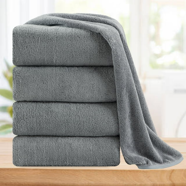 Smuge 4 Pack Oversized Bath Towel Set (35 x 70 in,Light Gray) Ultra Soft Plush Bathroom Towels