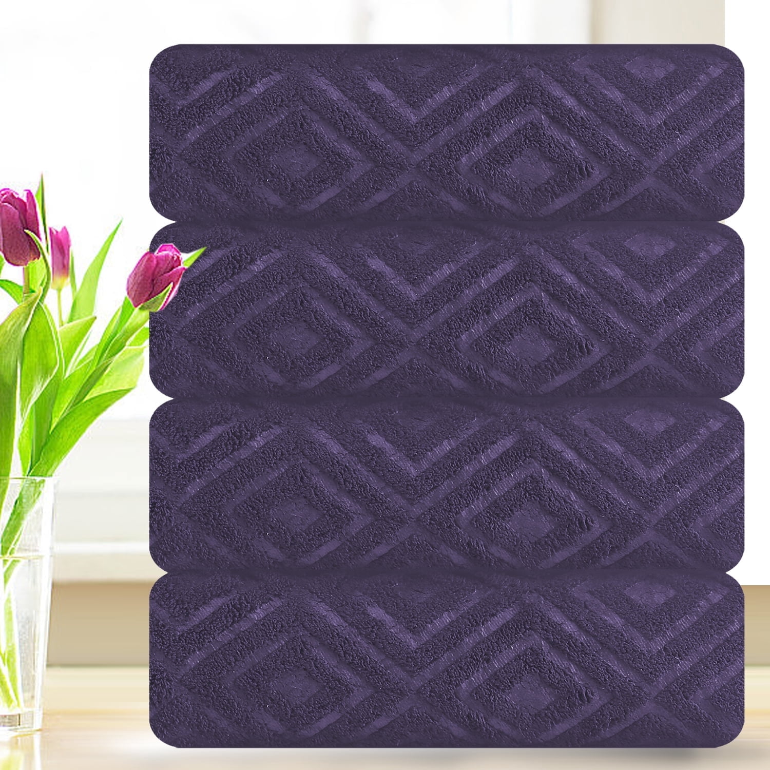 Smuge 4 Pack Oversized Bath Towel Set, Dark Purple 600 GSM Ultra Soft ...