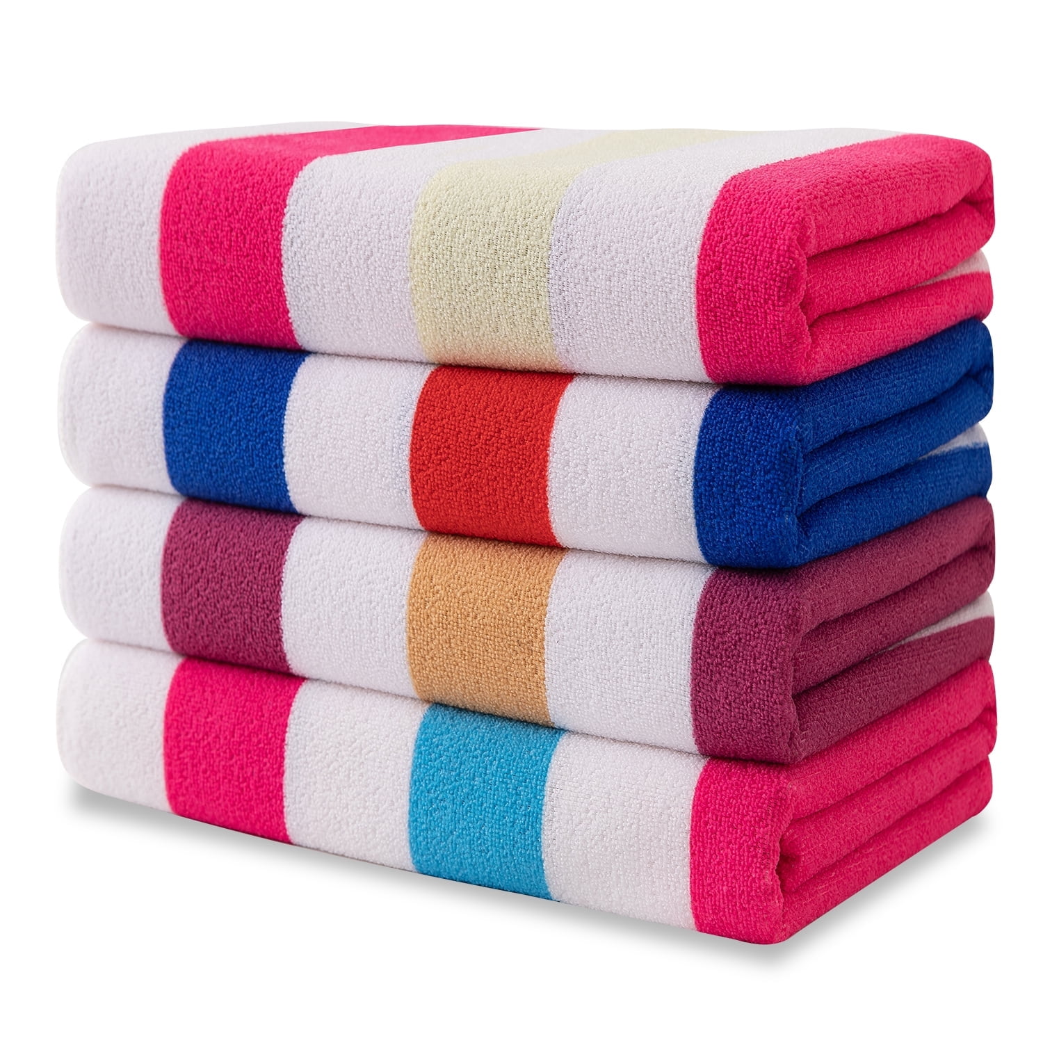 Smuge 4 Pack Oversized Cabana Stripe Beach Towels, 60x30 inches Microfiber Lightweight Outdoor Large Swim Towel for Adults (Rose Blue Red) - Walmart.com