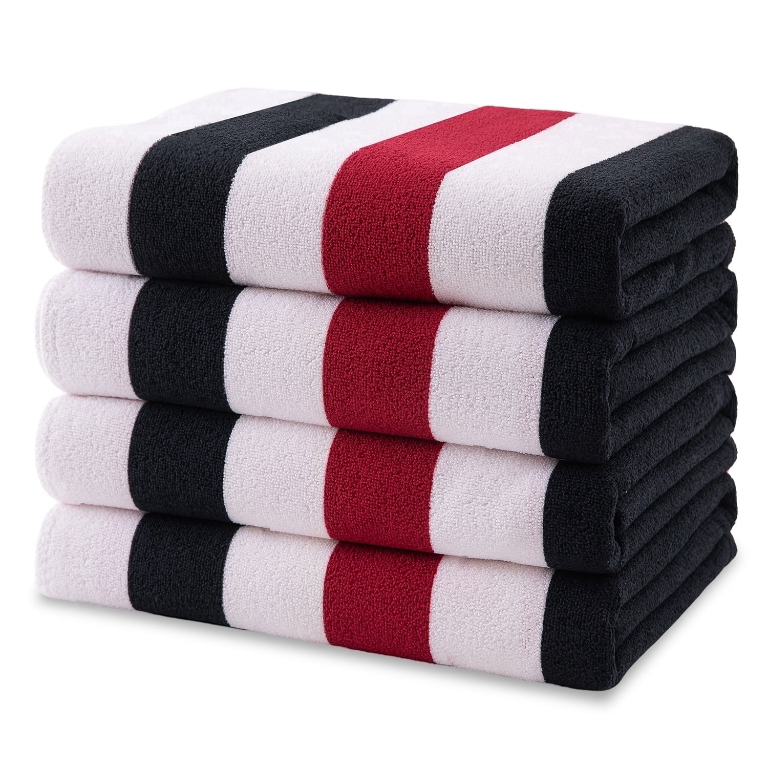 Smuge 4 Pack Oversized Cabana Stripe Beach Towels, 60x30 inches ...