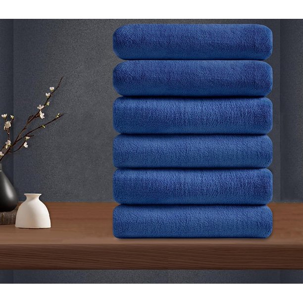 Smuge 6 Pack Oversized Bath Sheet Towels (27 x 54 in,Navy Blue) 700 GSM