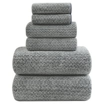 Smuge 6 Piece Dark Gray Bath Towel Set, 2 Bath Towels, 2 Hand Towels, 2 Washcloths, Soft Microfiber Shower Towel for Bathroom