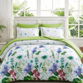 thumbnail image 1 of Smuge 7-Piece King Size Down Alternative Floral Bed in a Bag, Reversible Box Stitched Comforter and Sheet Set, Green Purple Botanical Floral, 1 of 10