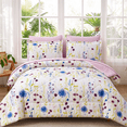 thumbnail image 1 of Smuge 7-Piece Full/Queen Down Alternative Floral Bed in a Bag, Reversible Box Stitched Comforter and Sheet Set, Purple Yellow Lavender Floral, 1 of 9