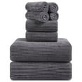 thumbnail image 1 of Smuge 8 Piece Extra Large Bath Towel Sets, 2 Large Bath Towels , 2 Hand Towels, 4 Washcloths, Soft Microfiber, Quick Dry, Highly Absorbent Oversized Bath Towels for Bathroom Kitchen Spa(Dark Grey), 1 of 6