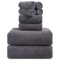 thumbnail image 1 of Smuge 8 Piece Extra Large Bath Towel Sets, 2 Bath Towels , 2 Hand Towels, 4 Washcloths, Soft Microfiber Oversized Bath Towels for Bathroom(Dark Grey), 1 of 6