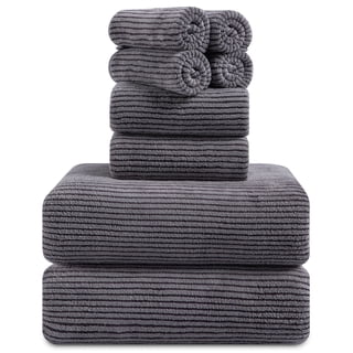Smuge 8 Piece Extra Large Bath Towel Sets, 2 Bath Towels , 2 Hand Towels, 4 Washcloths, Soft Microfiber Oversized Bath Towels for Bathroom(Dark Grey)