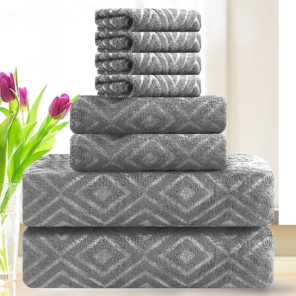 Smuge 8 Piece Oversized Bath Sheet Towels, 2 Extra Large Bath Towels Sheet, 2 Hand Towels and 4 Washcloths 600 GSM Ultra Soft Bath Towel Set Highly Absorbent Hotel Luxurious Towels(Dark Grey)
