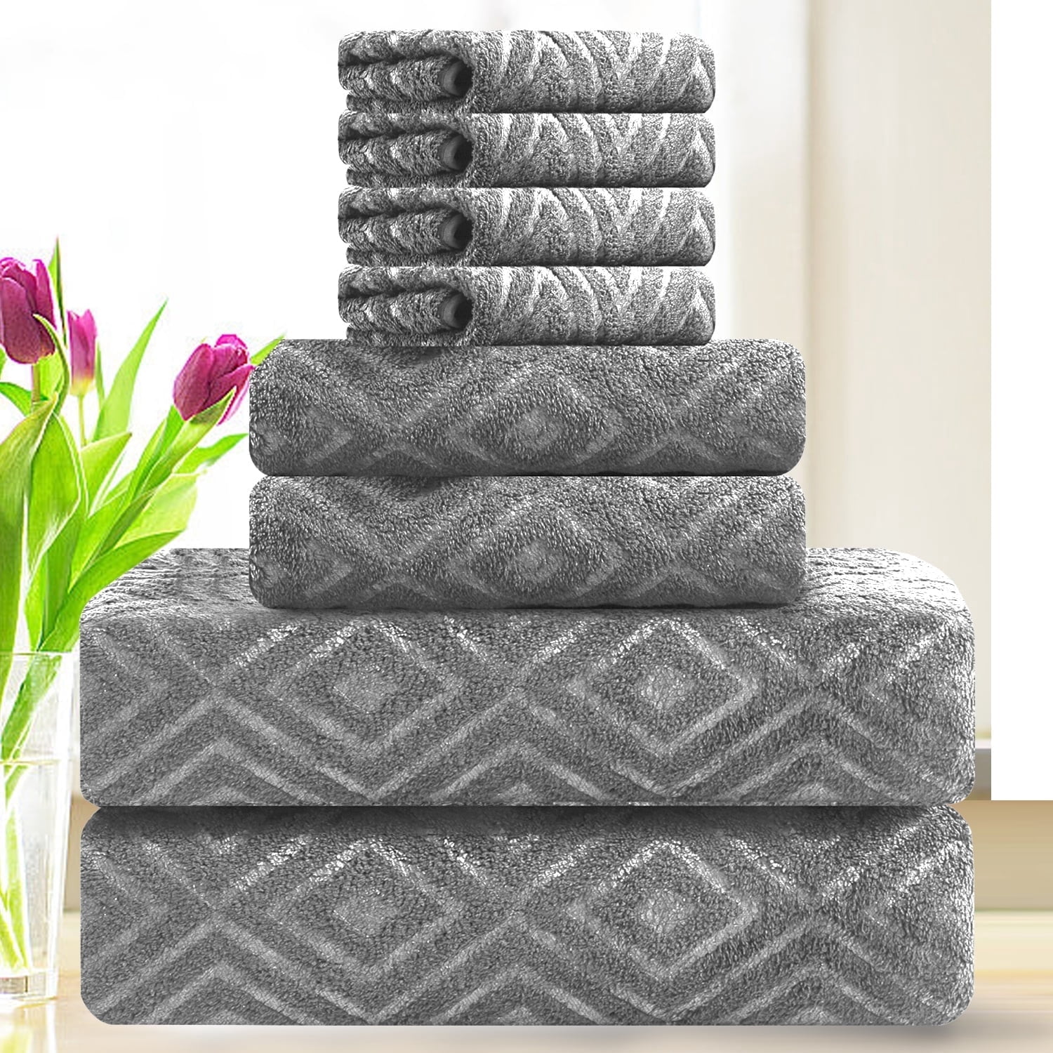 Smuge 8 Piece Oversized Bath Sheet Towels, 2 Extra Large Bath Towels ...