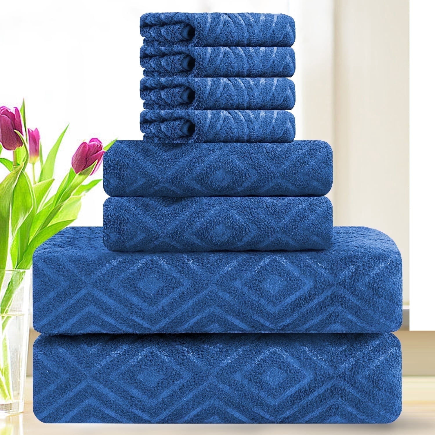 Smuge 8-Piece Luxury Bath Towel Set, 2 Oversized Sheets, 2 Hand Towels ...