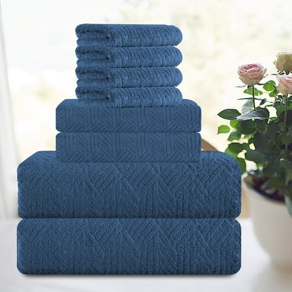 Smuge 8 Piece Oversized Bath Sheet Towels, 2 Large Bath Towels, 2 Hand Towels, 4 Washcloths, 600 GSM Ultra Soft Large Bath Towel Set Cozy Quick Dry Bathroom Towels Hotel Luxurious Towels(NAVY)
