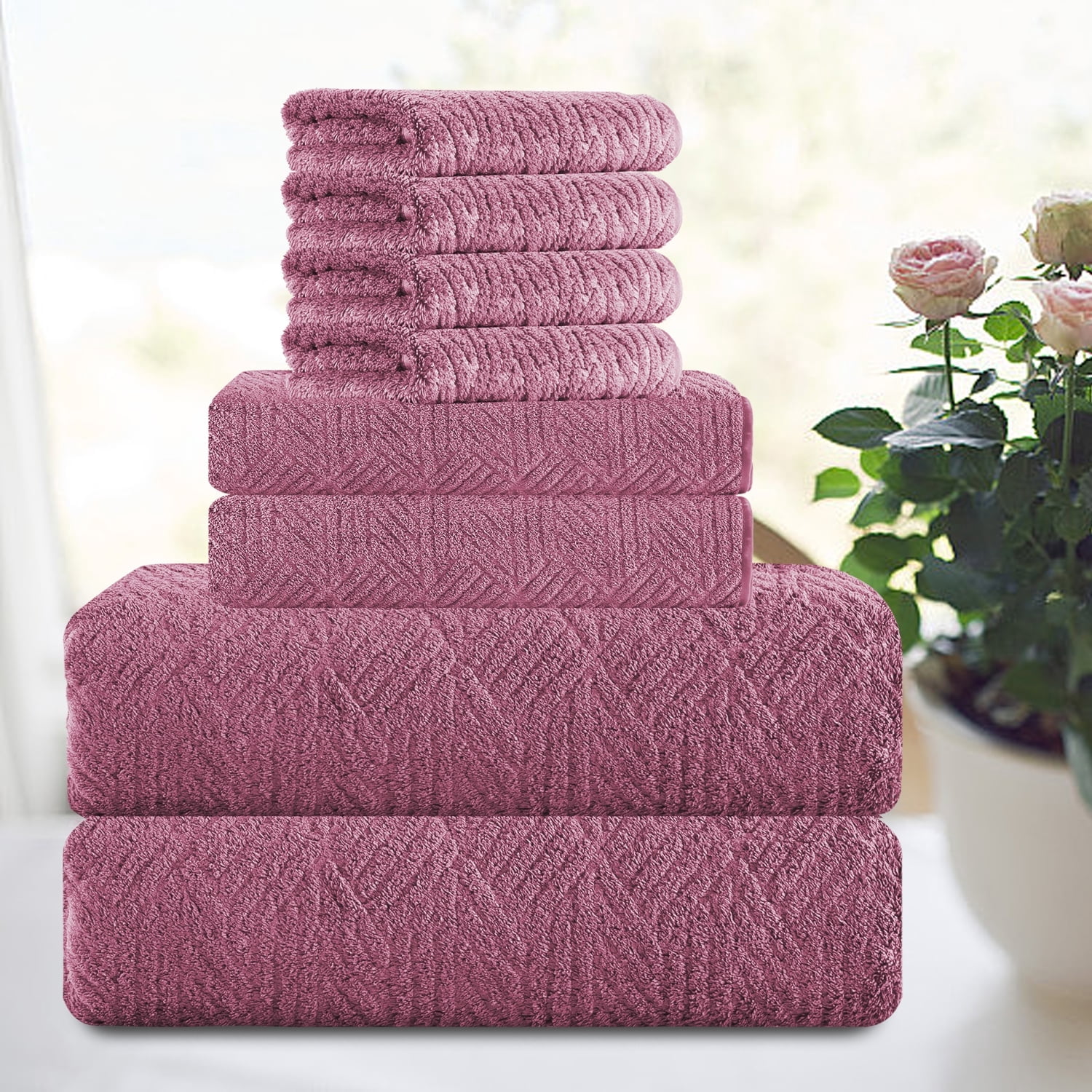Smuge 8 Piece Oversized Bath Sheet Towels, 2 Large Bath Towels, 2 Hand ...