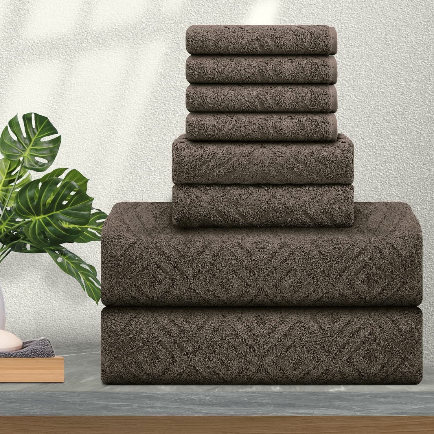 Smuge 8 Piece Oversized Bath Sheet Towels (35 x 70 in,Dark Gray) 600 GSM Ultra Soft Large Bath