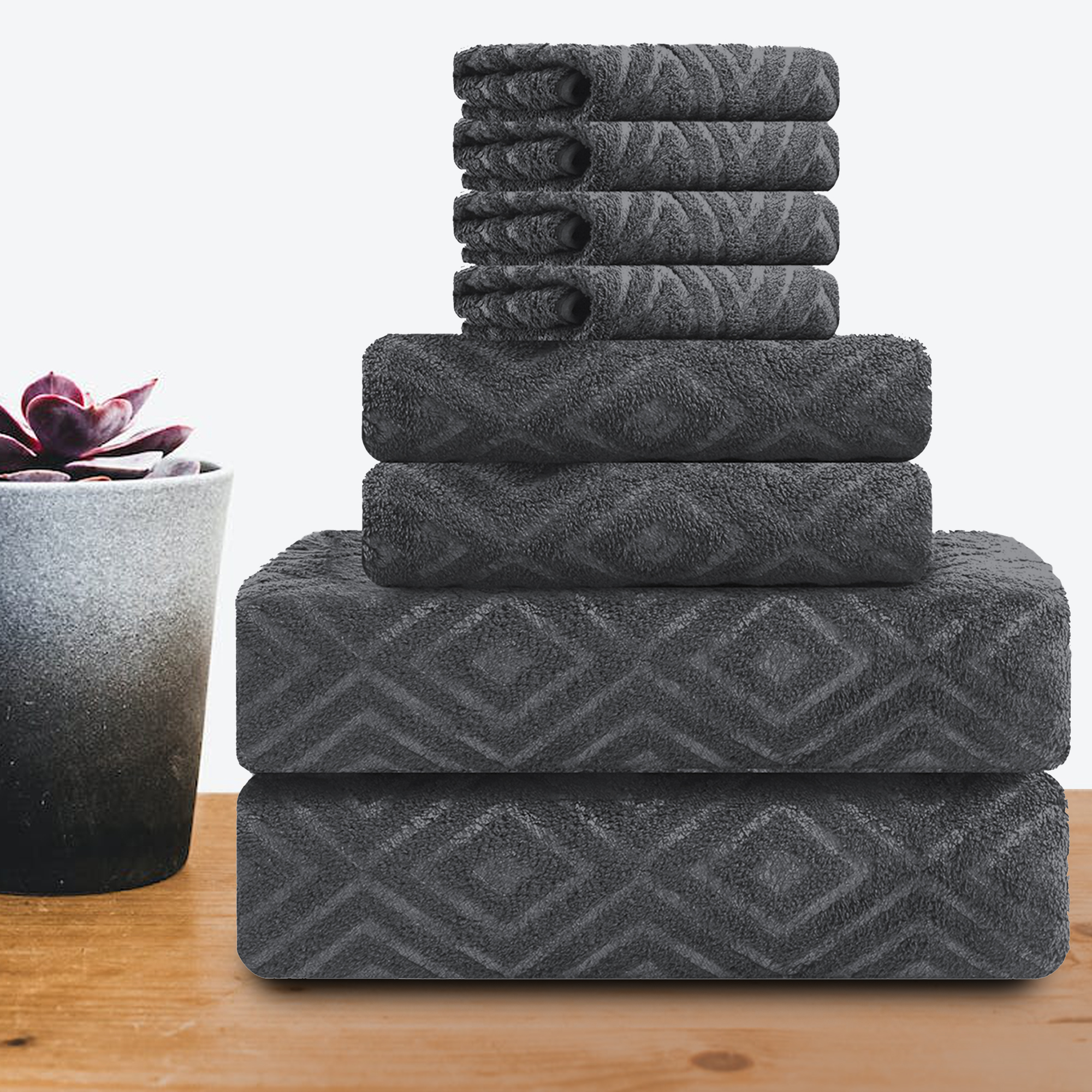 Smuge 8 Piece Oversized Bath Sheet Towels (35 x 70 in, Dark Grey) 600 GSM Ultra Soft Large Bath