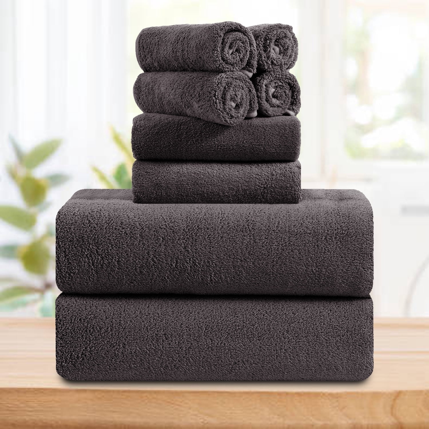 Smuge 8 Piece Oversized Bath Sheet Towels (Dark Coffee) 700 GSM Ultra Soft Large Bath Towel Set Thick Cozy Quick Dry Bathroom Towels Hotel Luxurious Towels
