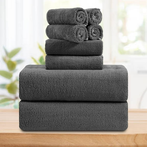 Smuge 8 Piece Oversized Bath Sheet Towels (Dark Gray) 700 GSM Ultra Soft Large Bath Towel Set Thick Cozy Quick Dry Bathroom Towels Hotel Luxurious Towels