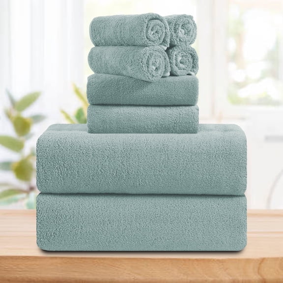 Smuge 8 Piece Oversized Bath Sheet Towels (Light Green) 700 GSM Ultra Soft Large Bath Towel Set Thick Cozy Quick Dry Bathroom Towels Hotel Luxurious Towels