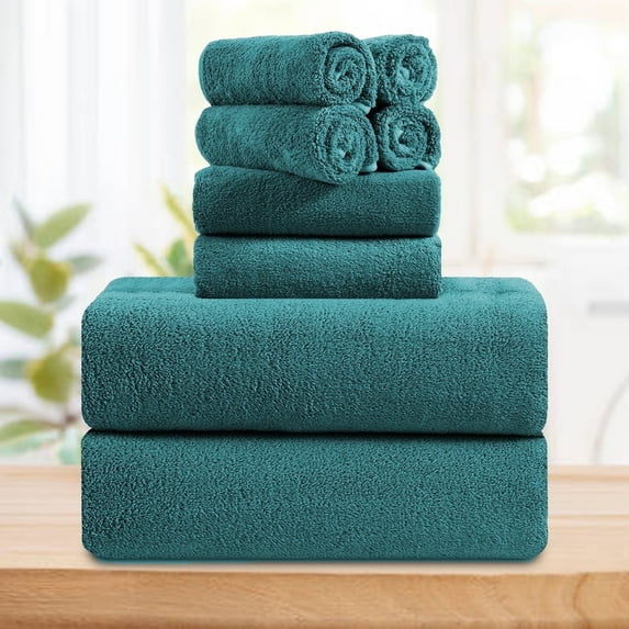 Smuge 8 Piece Oversized Bath Towel Set, Microfiber Ultra Soft Plush, 700 GSM Highly Absorbent Quick Dry Luxurious Bath Sheets Towels for Bathroom Hotel(Dark Green)