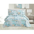 thumbnail image 1 of Smuge Blue Ocean Quilts Set King Size Lightweight Beach Bedspreads Coastal Conch Seahorse Starfish Seashell Bedding 3 PCS ( 1 Reversible Microfiber Quilted Coverlet and 2 Pillow Shams), Green, 1 of 8