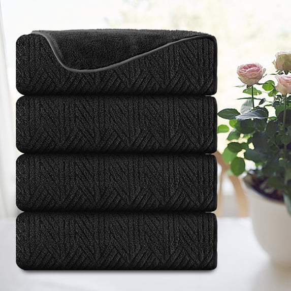 Smuge 4 Pack Oversized Bath Sheet Towels (35 x 70 in, Black) 600 GSM Ultra Soft Large Bath Towel Set Cozy Quick Dry Bathroom Towels Hotel Luxurious Towels