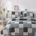 thumbnail image 1 of Smuge Coffee Blue Plaid Patchwork Reversible Microfiber Twin Quilt Set Lightweight, 3 Piece, 1 of 8