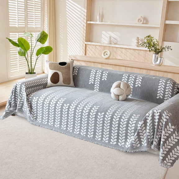 Smuge Sofa Cover Couch Cover Protector Slipcover, L Shape 3 Cushion Throw Sofa Towel Furniture Cover for Dogs Cats Home Decor (71"x 134", Gray)