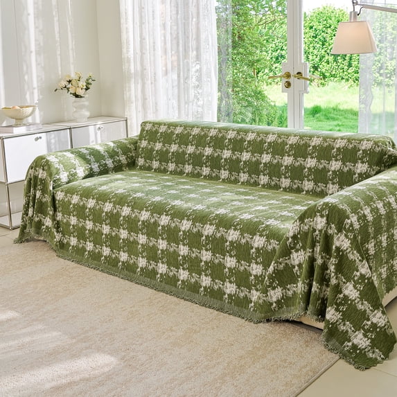 Smuge Couch Cover Sofa Covers Washable, Sectional Couch Covers L Shape Sofa towel Slipcovers Furniture Protector for Dogs Cats Pet(71"x 118", Green)