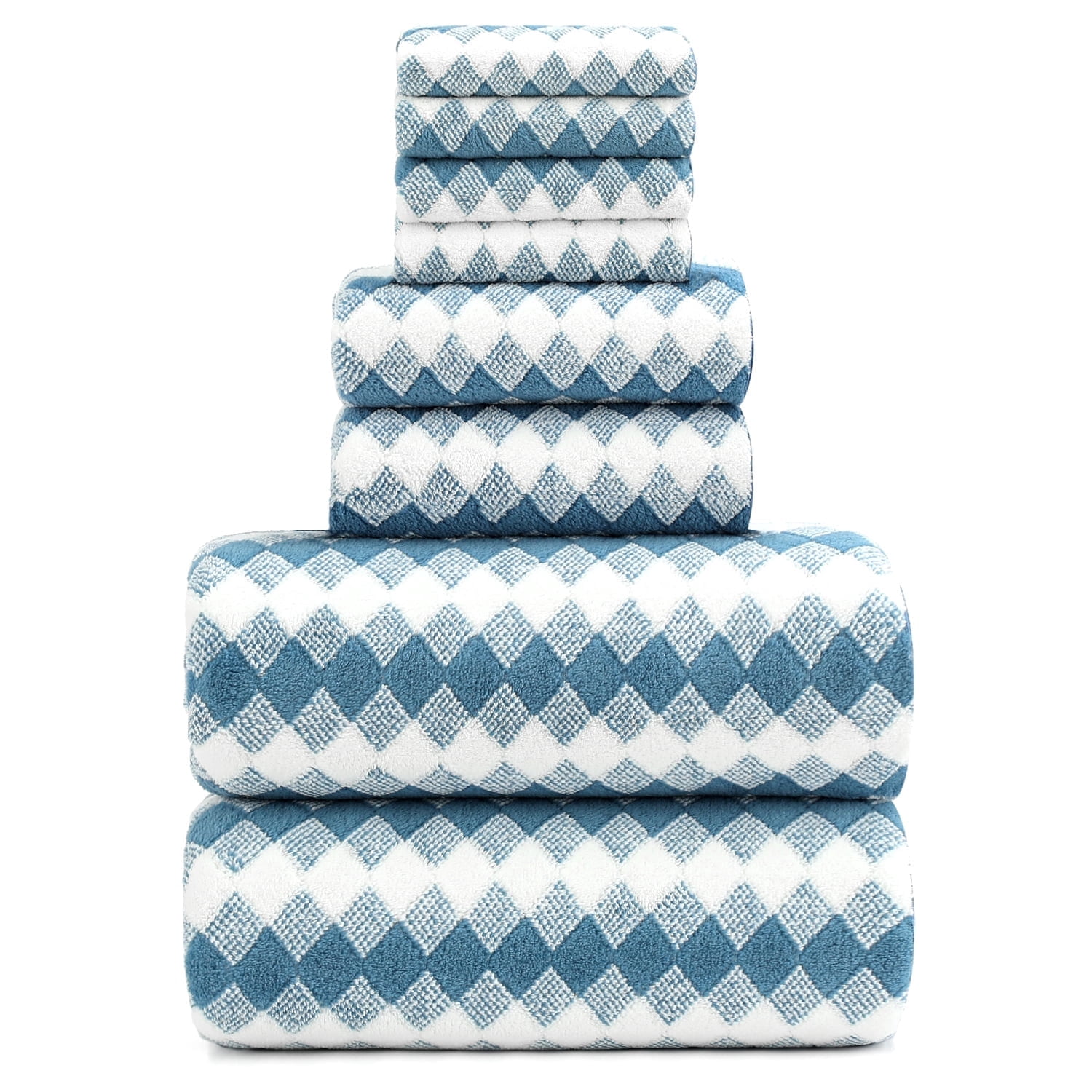 Smuge Extra Large Bath Towel Sets of 8, 2 Large Bath Towels Oversized, 2 Hand Towels, 4 Washcloths, Soft Microfiber, Quick Dry, Highly Absorbent Bath Towels for Bathroom Kitchen Spa(Blueberry Color)