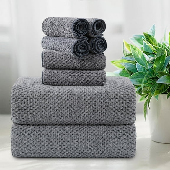 Smuge Extra Large Bath Towel Sets of 8, 2 Large Bath Towels Oversized, 2 Hand Towels, 4 Washcloths, Soft Microfiber, Quick Dry, Highly Absorbent Bath Towels for Bathroom Kitchen Spa(Gray)