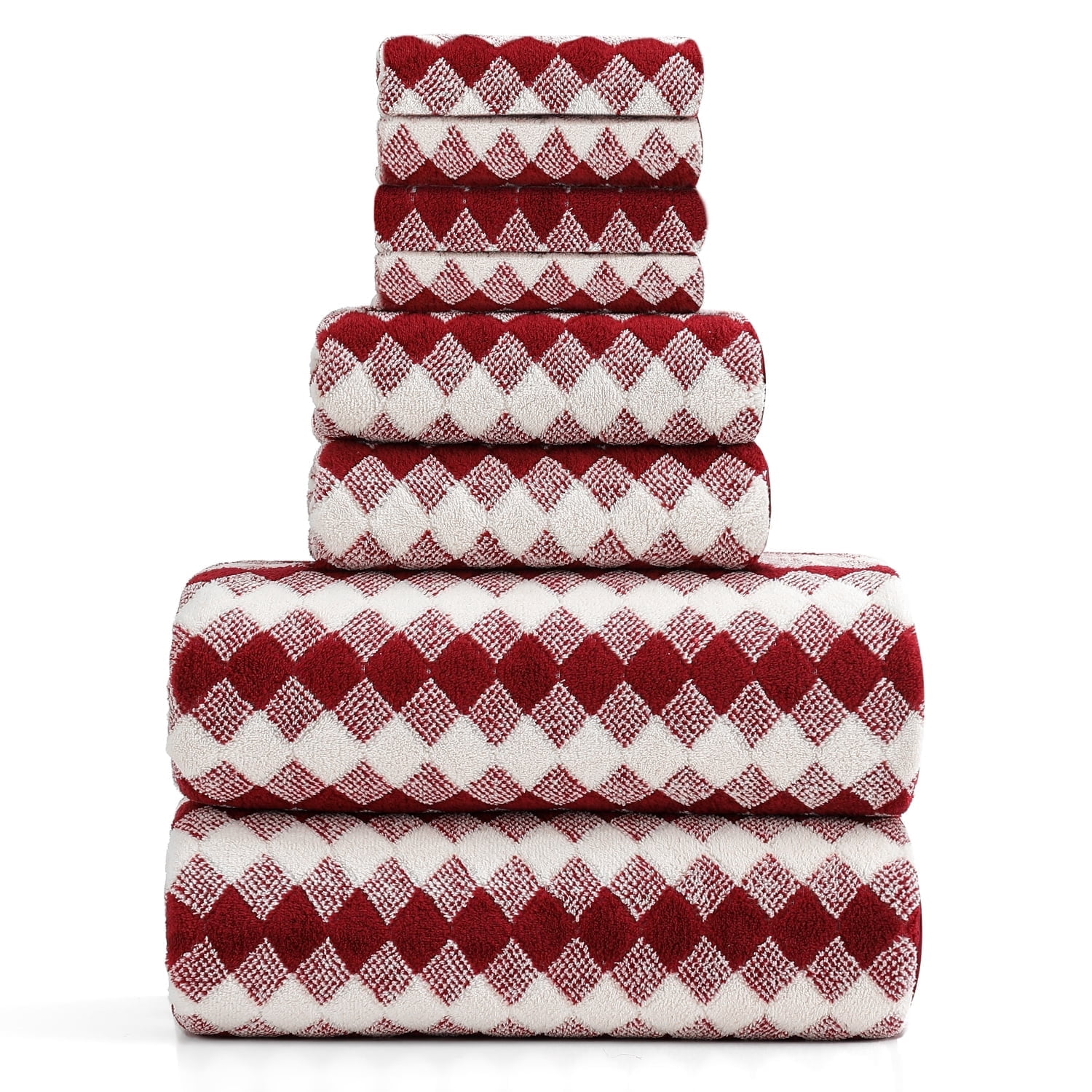 Smuge Extra Large Bath Towel Sets of 8, 2 Large Bath Towels Oversized, 2 Hand Towels, 4 Washcloths, Soft Microfiber, Quick Dry, Highly Absorbent Bath Towels for Bathroom Kitchen Spa(Wine)