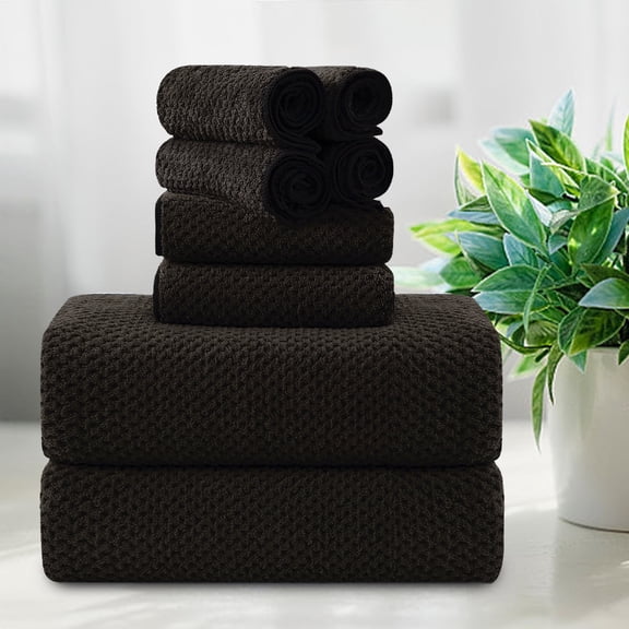 Smuge Extra Large Bath Towel Sets of 8, 2 Large Bath Towels Oversized, 2 Hand Towels, 4 Washcloths, Soft Microfiber, Quick Dry, Highly Absorbent Bath Towels for Bathroom Kitchen Spa(Dark Brown)