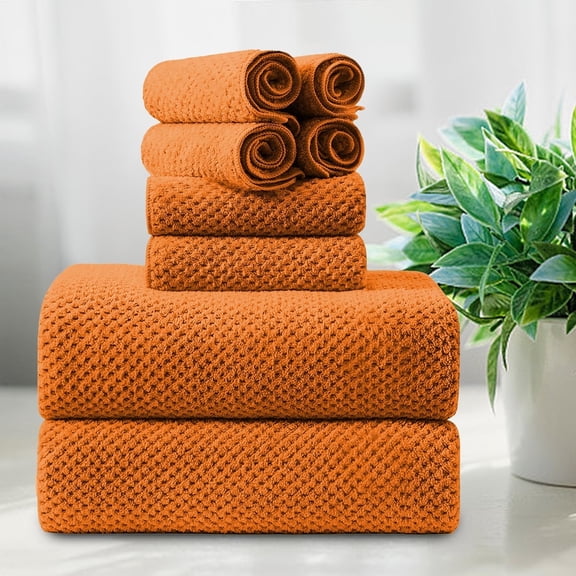 Smuge Extra Large Bath Towel Sets of 8, 2 Large Bath Towels Oversized, 2 Hand Towels, 4 Washcloths, Soft Microfiber, Quick Dry, Highly Absorbent Bath Towels for Bathroom Kitchen Spa(Orange red)