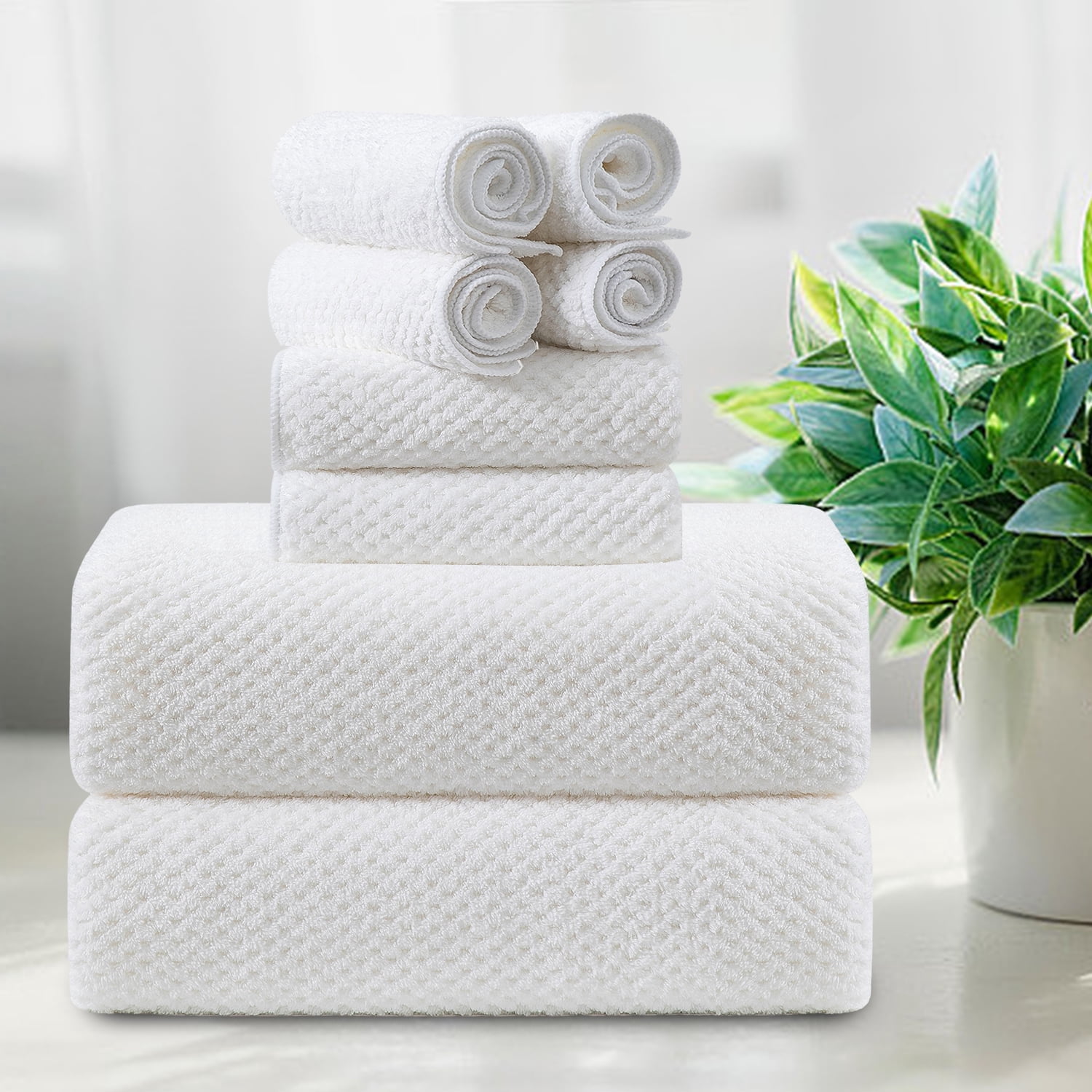 Smuge Extra Large Towel Set of 8: 2 Bath, 2 Hand Towels, 4 Washcloths ...